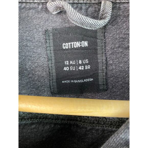 Cotton On Women's Size 8 Washed Black Button Up Crop Denim Trucker Jacket - Picture 5 of 5